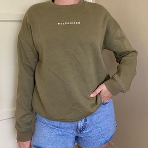 Misguided Army Green Logo Sweatshirt